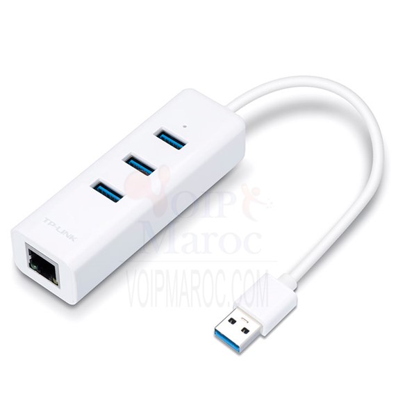 Adaptateur réseau USB 3.0 Gigabit Ethernet + hub 3 ports USB 3.0 UE330