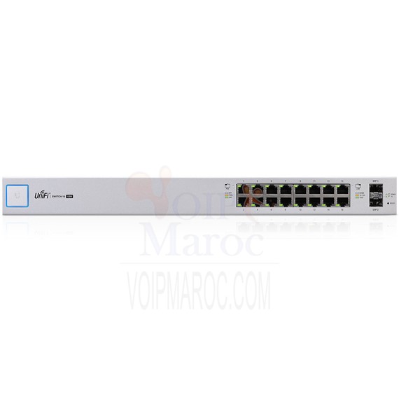 Switch uniFi Gigabit 16 ports 10/100/1000 Mbps PoE+ et 2 ports SFP US‑16‑150W