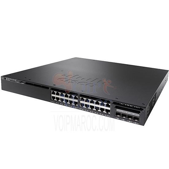 Commutateur Géré 24 x 10/100/1000 + 4 x SFP  Montable sur Rack WS-C3650-24TS-L