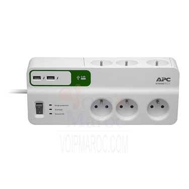 Essential SurgeArrest 6 prises avec 2 ports de charge USB 5 V 2.4 A 230 V