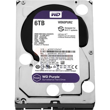 Disque dur de surveillance interne 3,5" SATA III 6TB Purple 5400 rpm