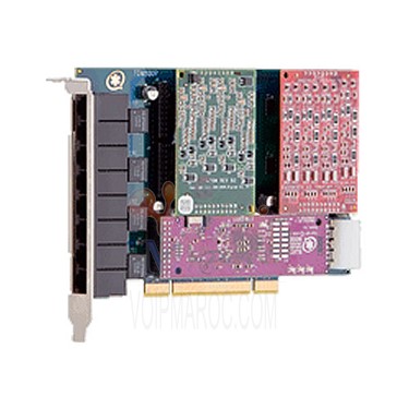 Carte de Voie Modulaire 8 Ports PCI 8 x Réseau RJ-45  8 x FXO Carte Plug-in (1TDM808EF)