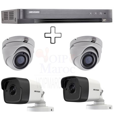 1 DVR TURBO HD 3.0  4 Entrées + 2 CAMERAS DOME TURBO HD 3MP + 2 CAMERAS 3MP EXIR Bullet