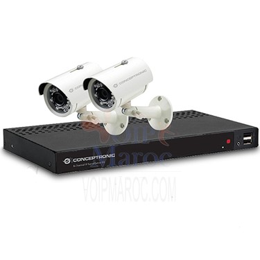Kit de Surveillance IP 8-Canaux POE 2 x Caméras HD