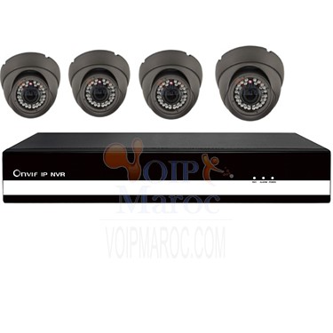 KIT NVR 04CH IP+04 CAMERAS IP 1,3MP