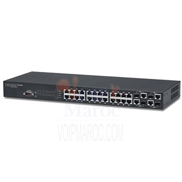 Commutateur - Géré - 24 x 10/100 + 4 x SFP Gigabit combiné  - PoE