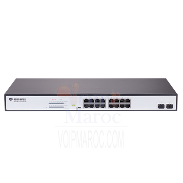 Switch 16 ports 10/100/1000 PoE+ Base‐T + 2 ports SFP Gigabit non géré