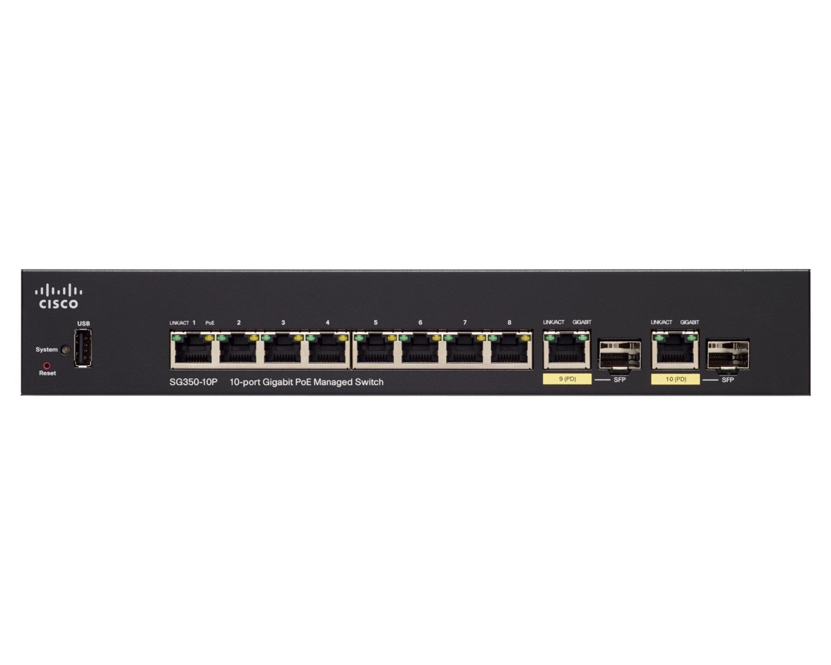 Switch Gigabit manageable 10 ports 10/100/1000 dont 2 ports combo Gigabit /SFP SG350-10-K9-EU